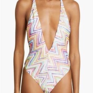 Missoni Zigzag Knit One Piece Swimsuit, Sz 40 IT (size 4 US)